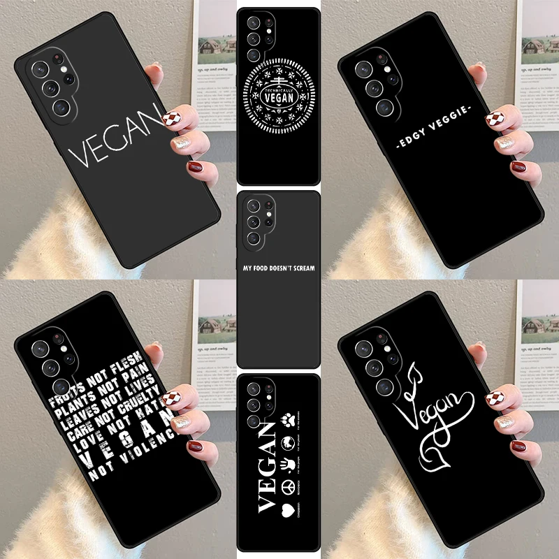 VEGAN QUOTES LOVE VEGGIE Phone Case For Samsung Galaxy S23 S21 S20 FE S24 S22 Ultra Note20 S10 S9 S8 Plus Silicone Cover