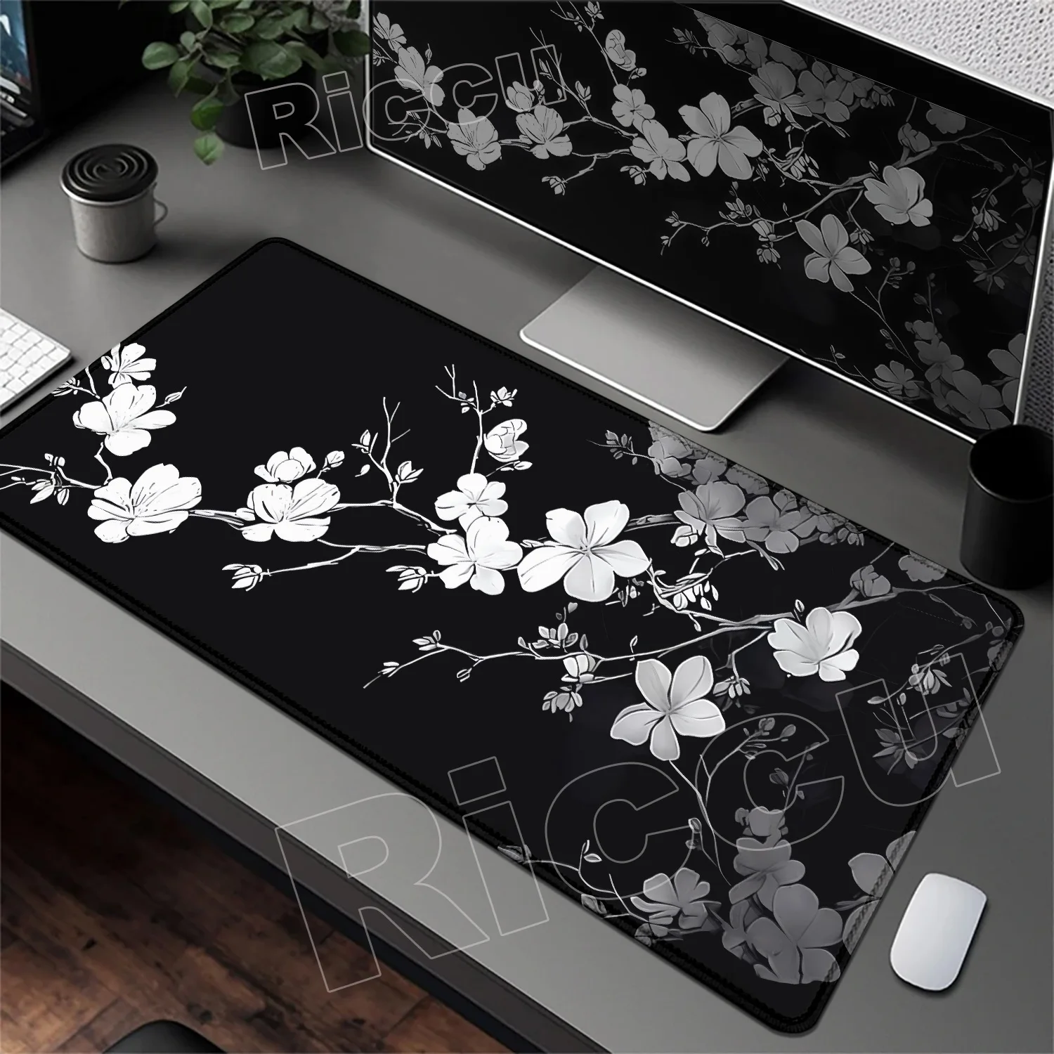 

Dark Black Flower Mouse Pad Computer New XXL MousePads Keyboard Mat Gamer Soft Office Carpet Table Mats Desktop Long Mouse Pad