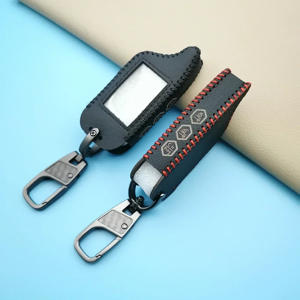 

Key Cover B9/B6 Black Leather Case For Starline B91/B61/A91/A61 Kgb FX-5 Jaguar Ez-a Lcd Keychain Car Remote 2 Way Alarm