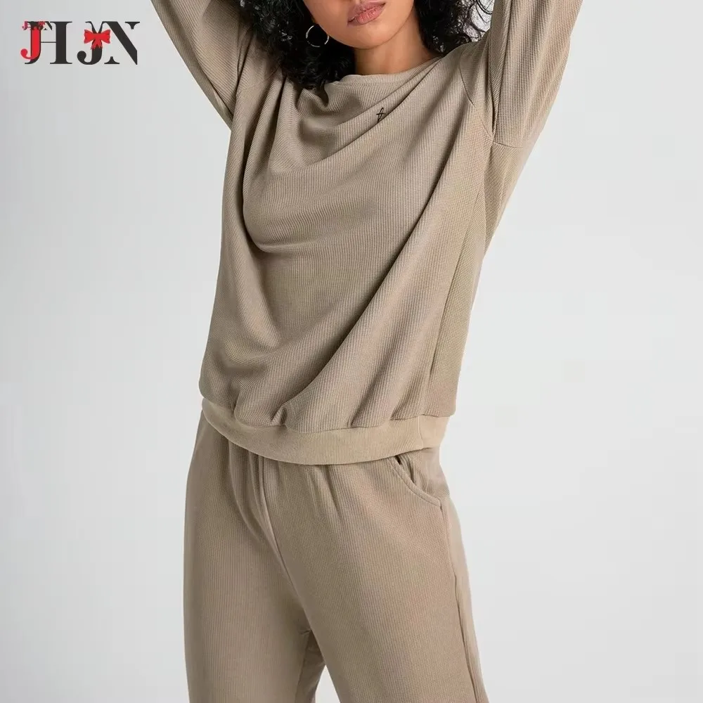 

JHJN Winter Two Piece Sets Women Tracksuit Oversized Suit 2025 Autumn Trouser Suits Female Sweatshirt SolidCrew neck Sportswear