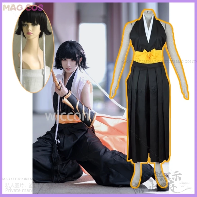 

Anime Soi Fon Cosplay Bleach Costume Halloween Japanese Sexy Kimono Uniform Short Wigs Roleplay Christmas Party For Woman Girls