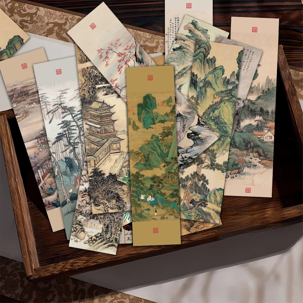 

30pcs Chinese Bookmark Ancient Ink And Landscape Painting Reading Page Logo Diary Notebook Book Mark Card Student Creative Gift