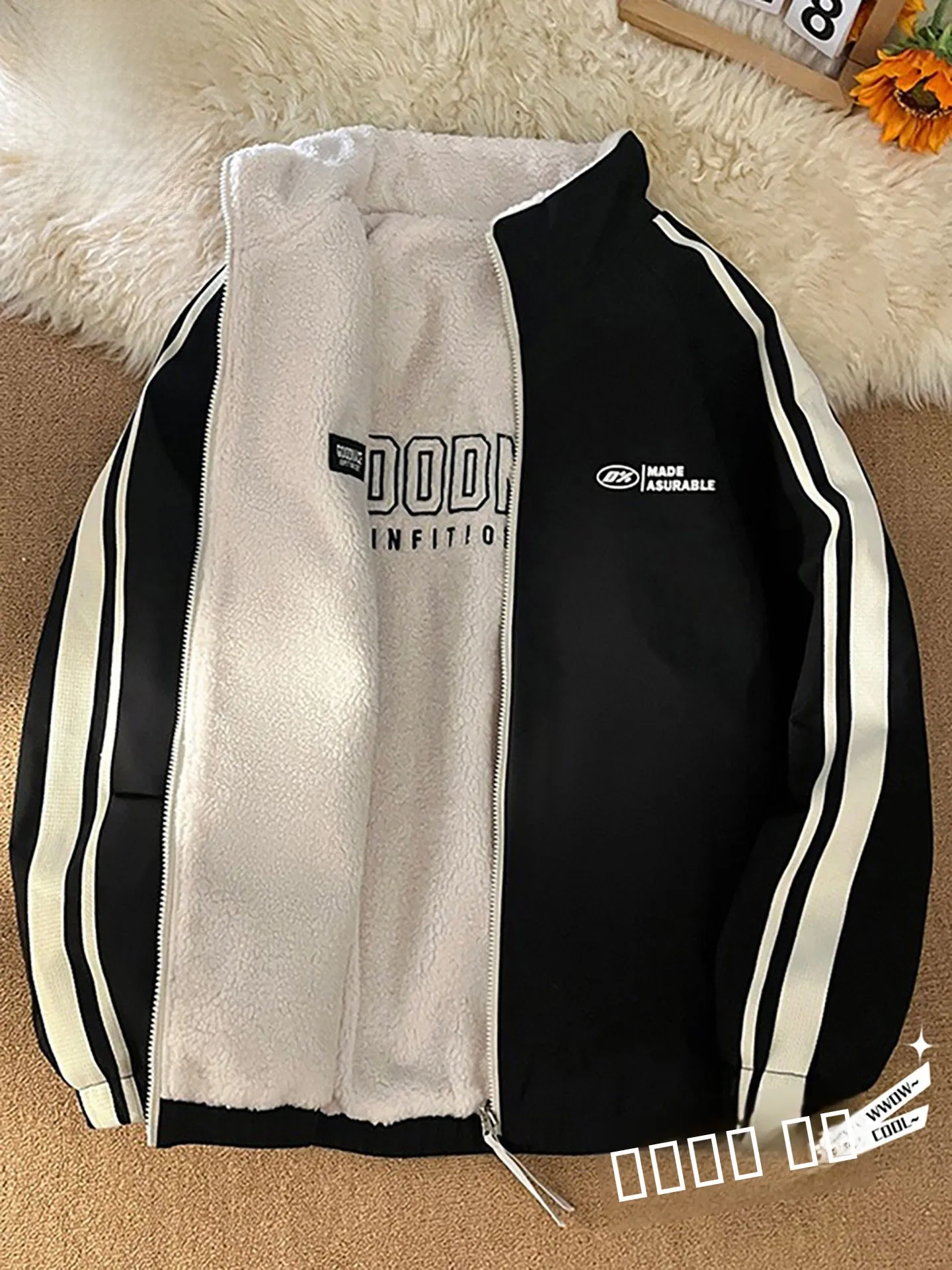 

Nainiu Men's Thickened Fleece Lined Cotton Jacket Stand Collar Outdoor Warm Casual Fashion City Style Zipper Closure Long Sleeve