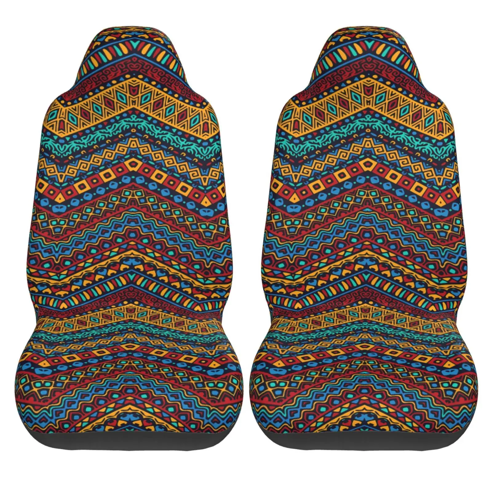 Boho African Ethnic Tribal Stripe Pattern Car Seat Covers for Women Man Universal Auto Front Seats Protector Fits for Car SUV
