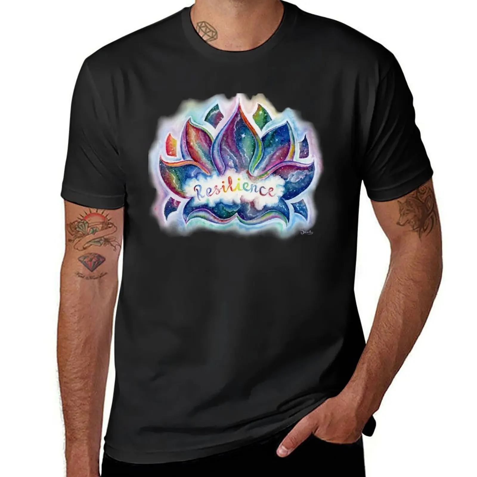 Resilience Abstract Lotus T-Shirt tops Blouse slim fit t shirts for men