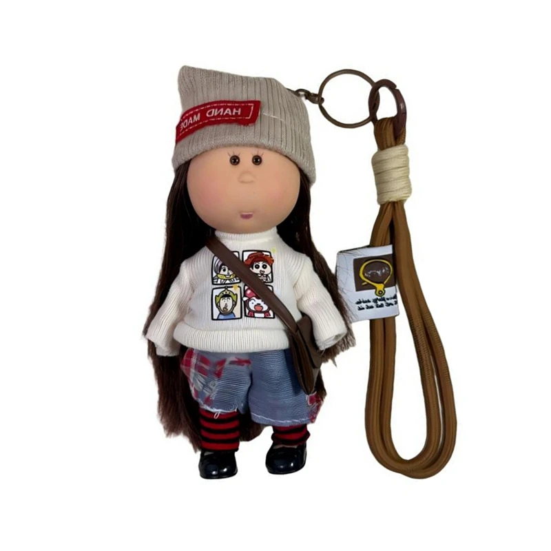 5.5 Inch Black Doll Little Spanish Girl Figure Kids Toys Kawaii Pendant Widget For Bag Rucksack Car Girl' Birthday Gift Ornament