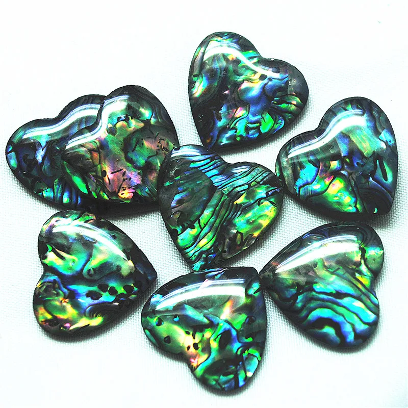 7PCS Natural Abalone Shell Paper Mother Of Pearl Cabochons Heart Shape 20MM DIY JEWELRY FINDINGS