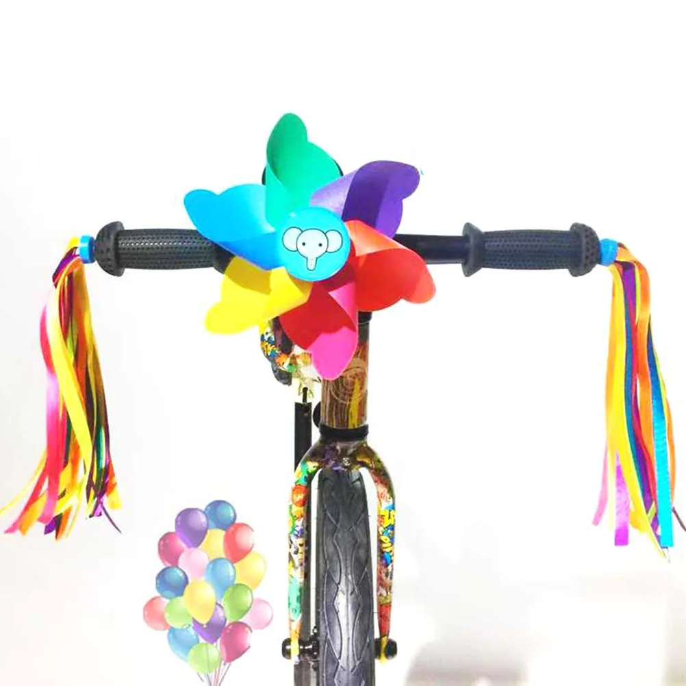 دراجة الأطفال الرياح الملونة دولاب الهواء البلاستيكية للدراجة المقود ديكور حفلة الحديقة في الهواء الطلق طاحونة