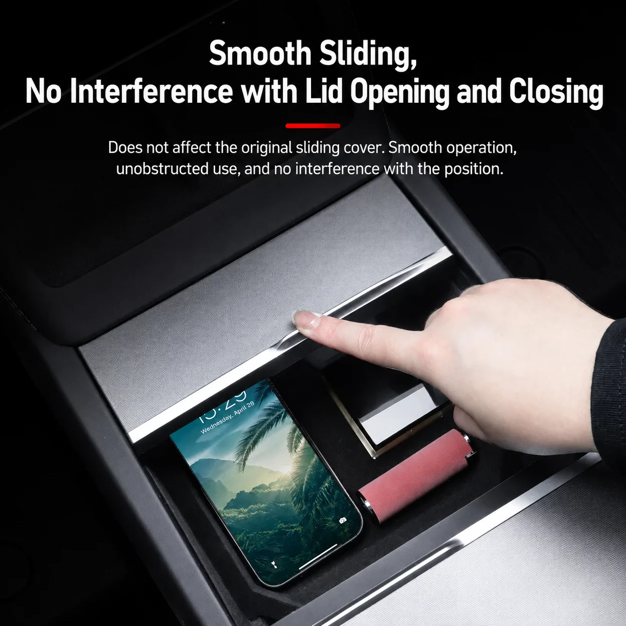 For Tesla Model YL Model Y Juniper 2025+ Front Rear Center Console Organizer Tray Armrest Storage Box Flocked No Rattle Set