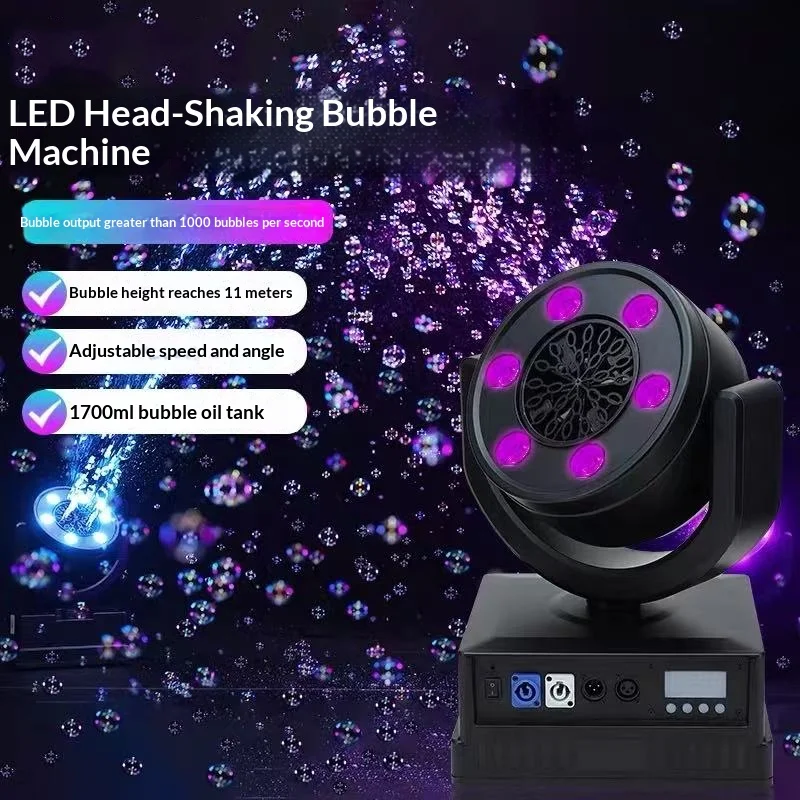 

Butoy 90 Вт Мини-светодиодная машина для распыления пузырей с подвижной головкой DMX Пульт дистанционного управления RGBW Машина для изготовления пузырей для свадебных вечеринок Сценическое шоу