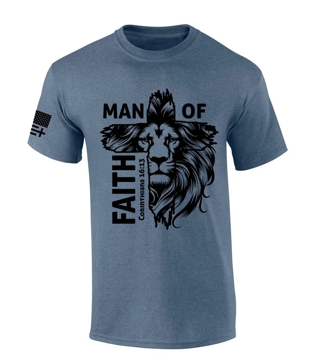 Mens Christian T shirt Man of Faith Corinthians 16 13