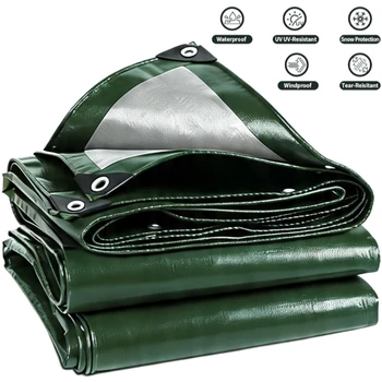 Waterproof Camping Tarp Sunshade Rain Shelter Tarpaulin with Eyelets, Multipurpose Outdoor Canopy Cover for Hiking, Camping & Emergency Use 1
