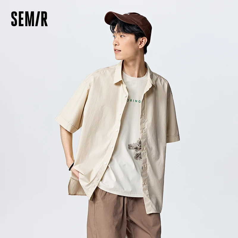 Semir Short Sleeve Shirt Men 2024 Summer New Loose Fashion Tool Shirt Trend Outside Wear Shirt