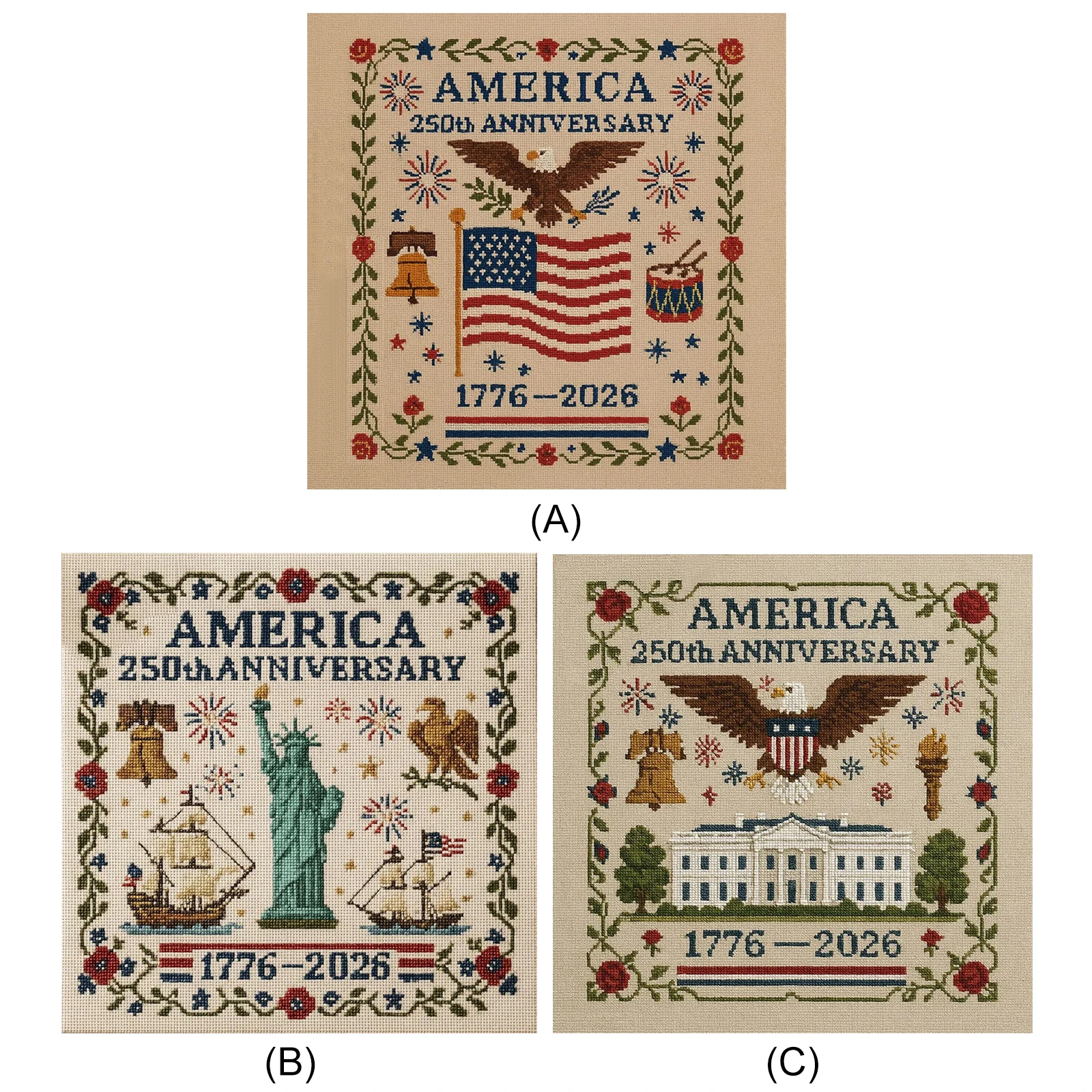 Zestaw do haftu krzyżykowego z okazji rocznicy Ameryki, pełny haft, haft krzyżykowy z nadrukiem, sztuka DIY, rękodzieło z nici, prezent dla przyjaciół