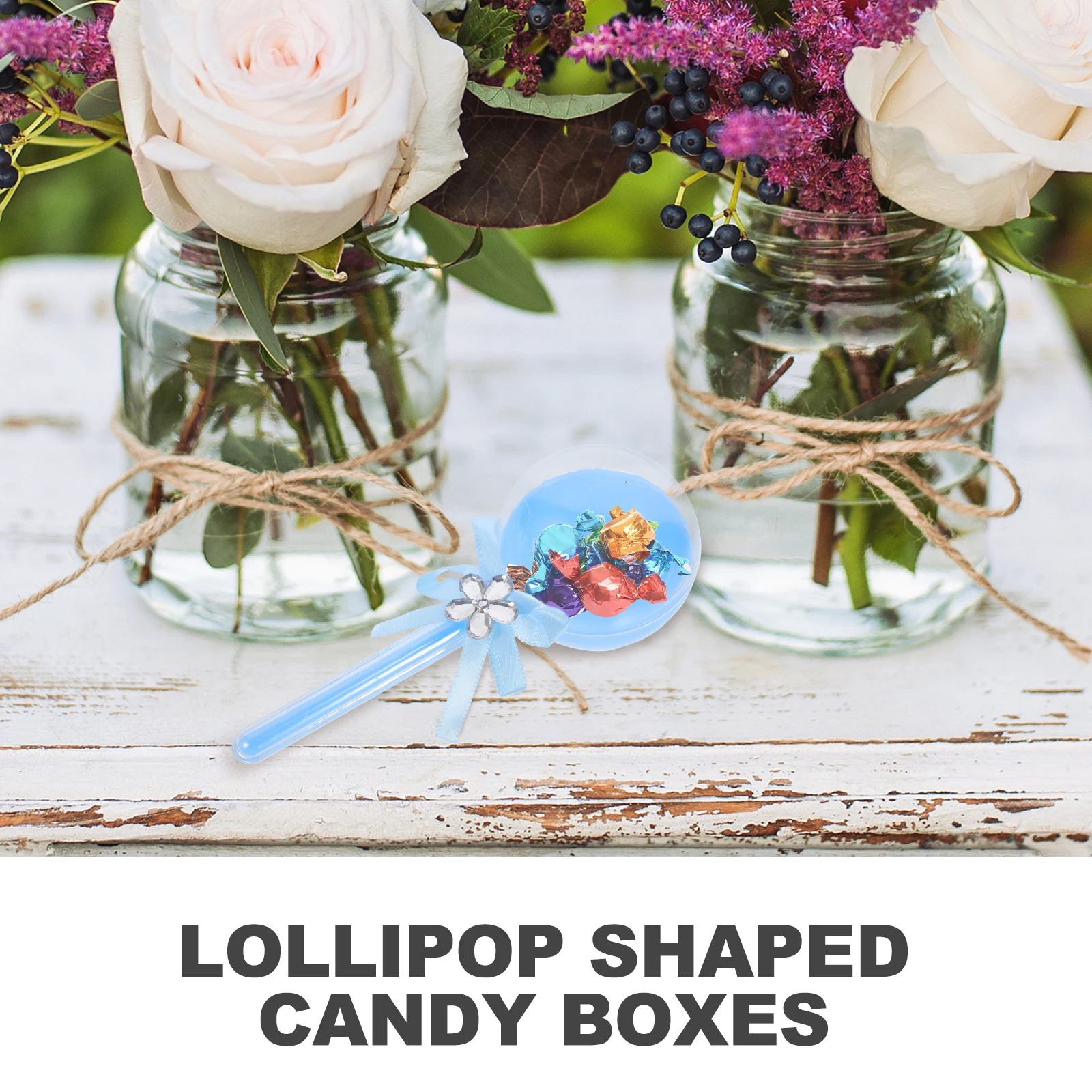 

12 Pcs Clear Fairy Stick Candy Boxes Transparent Lollipop Shape Containers Plastic Party Favor Gift Packaging Box