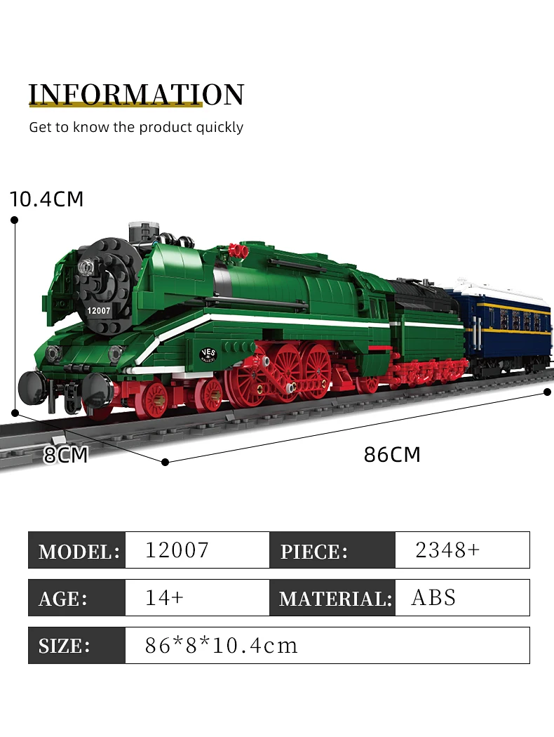 MOULD KING 12007 Remote Control Train The Motorized BR18 201 German Express Train Model Bricks Building Blocks Kid Birthday Gift