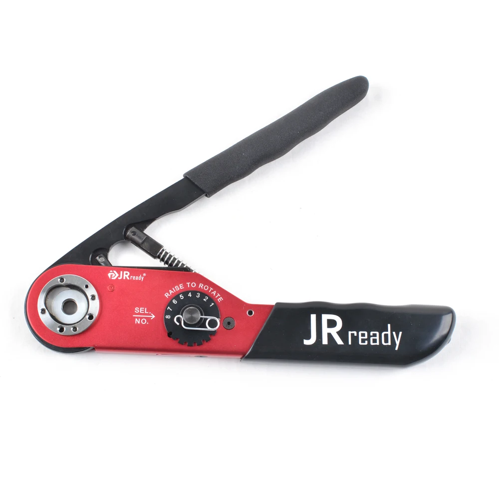 JRready ACT-M309 Hand Crimp Tool 4-Indent 8-Impression Steel Crimper With Universal Adjustable Positioner Support Wire 8-18AWG