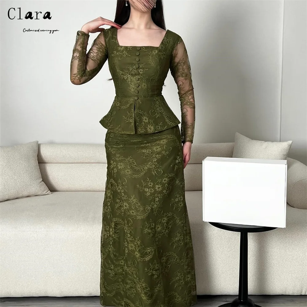 

Clara Custom Green Fishtail Lace Embroidery Elegant Evening Dresses for Woman Luxury Dress Evening 2020 Women's Prom Dress Party