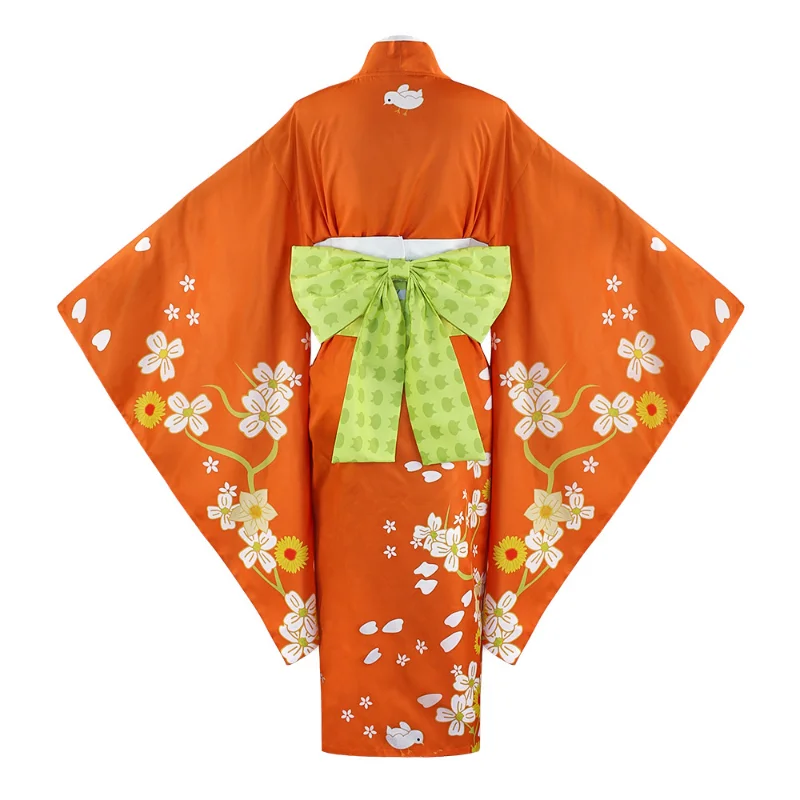 Danganronpa 2 Hiyoko Saionji Cosplay Costume Kimono Adult Women Orange Dress Halloween Carnival Clothing Kostuums