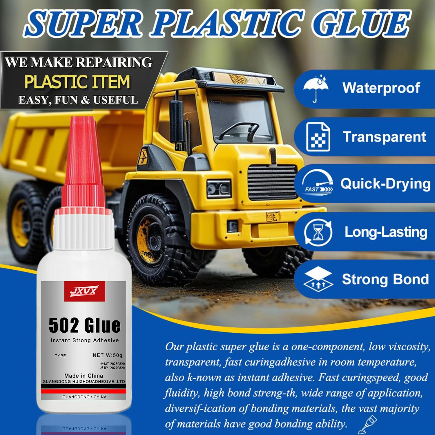 تجفيف فوري جديد 401 لاصق cyanoacrylate غراء قوي للغاية متعدد الأغراض لتجميع الألعاب والإصلاح للأطفال مناسب للمعادن والبلاستيك والجلد والمطاط والخشب