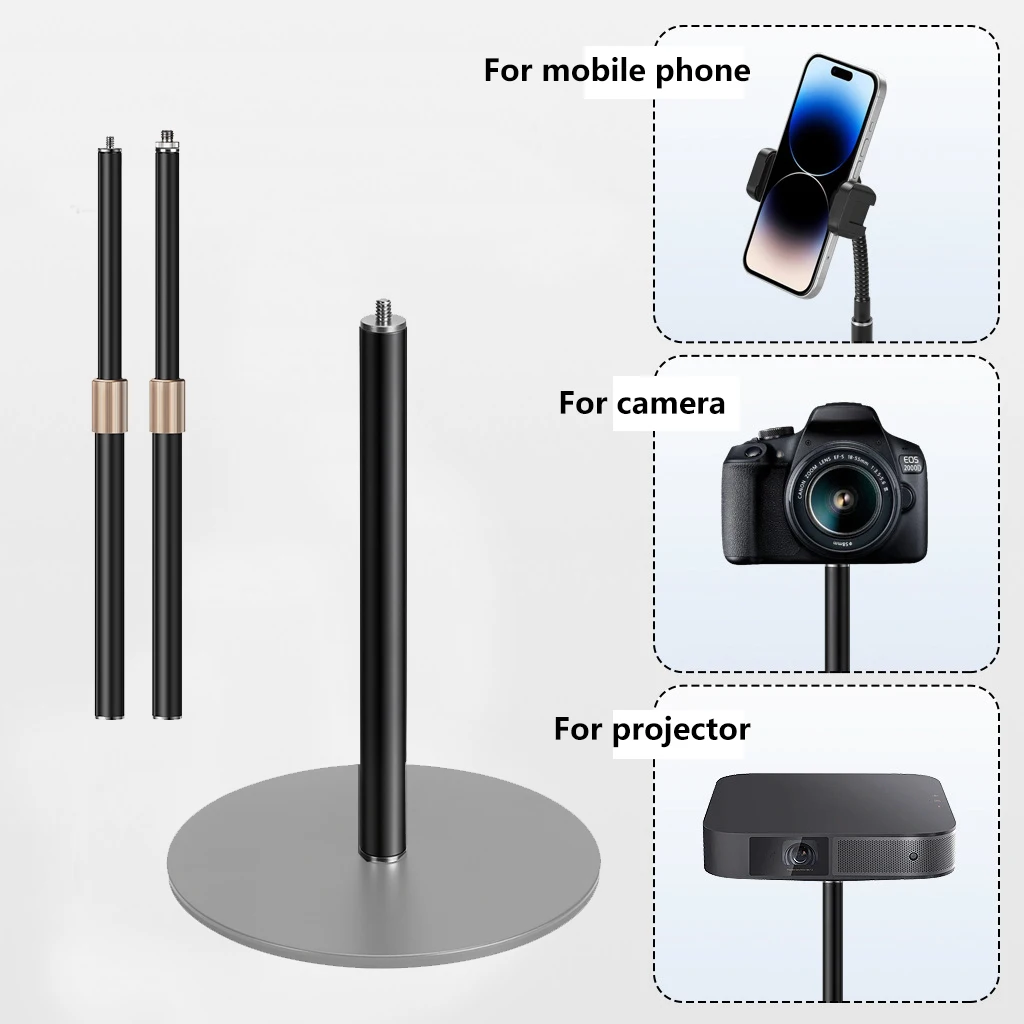 Metalowy teleskopowy statyw do selfie, monopod, przedłużka, uchwyt z głowicą kulową 1/4 cala do telefonów komórkowych i aparatów. — zdjęcie produktu 5
