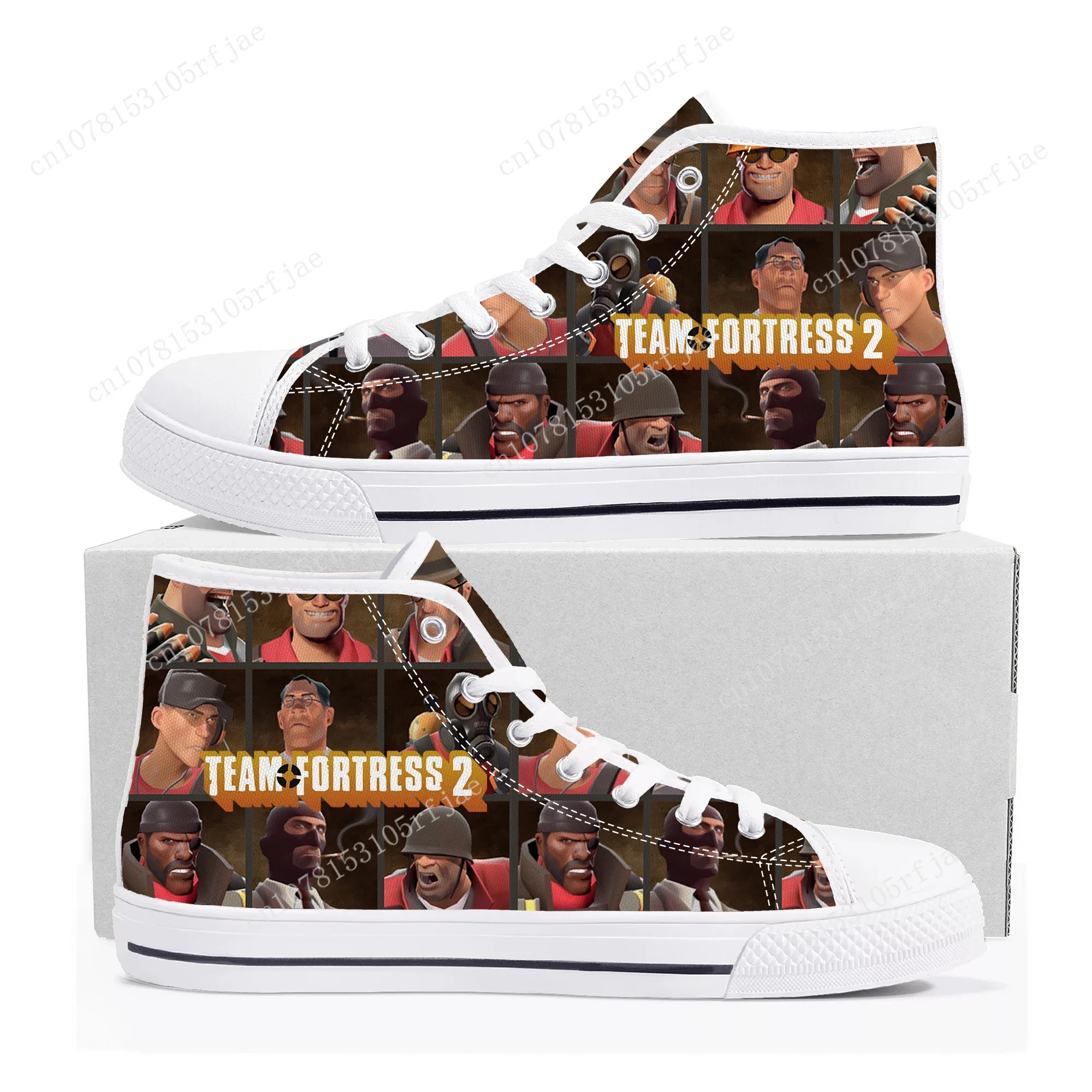 

Team Fortress 2 High Top Sneakers Cartoon Game Mens Womens Teenager High Quality Canvas Shoes Casual Fashion Tailor Made Sneaker