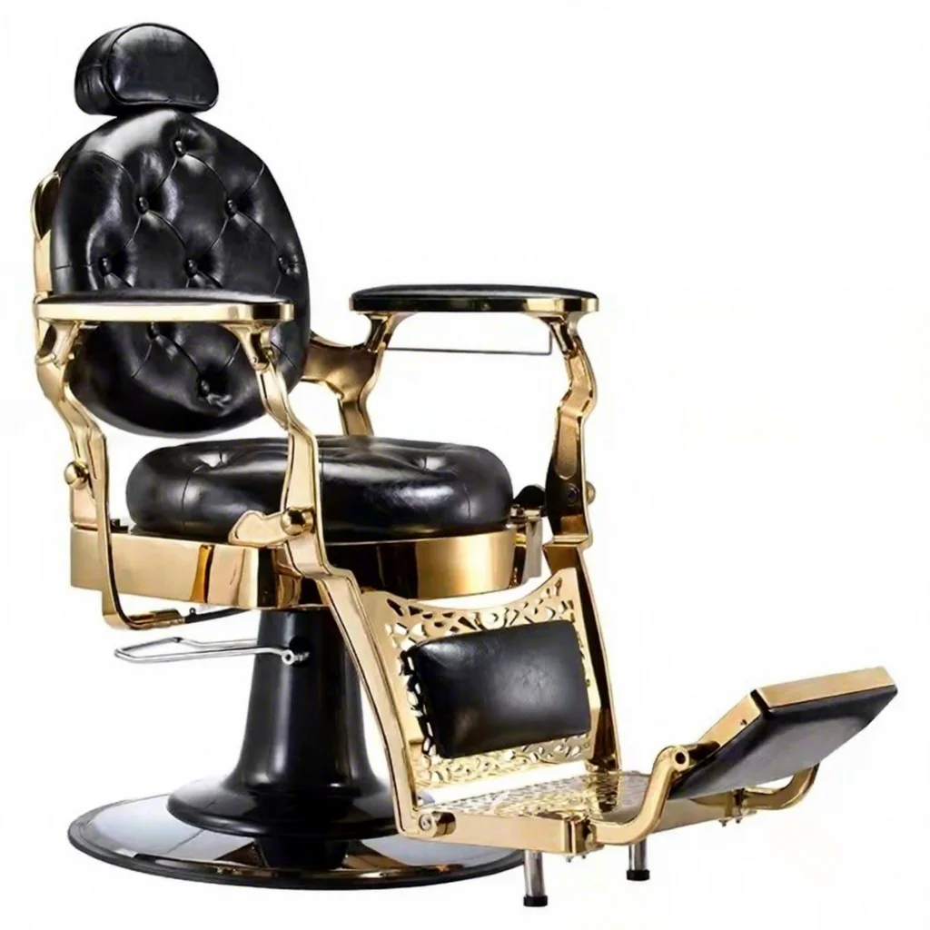 #Vintage Metal Barber Chair for Barber Shop-Commercial Salon Furniture Light Luxury Design Rotation Lifting Features