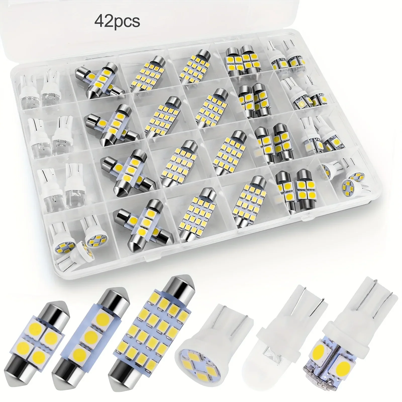 

42Pcs T10 5050 Car LED Light Bulb Interior Dome Trunk License Plate Lamps Kit White for Bmw E53 E60 E90 LED Lamp