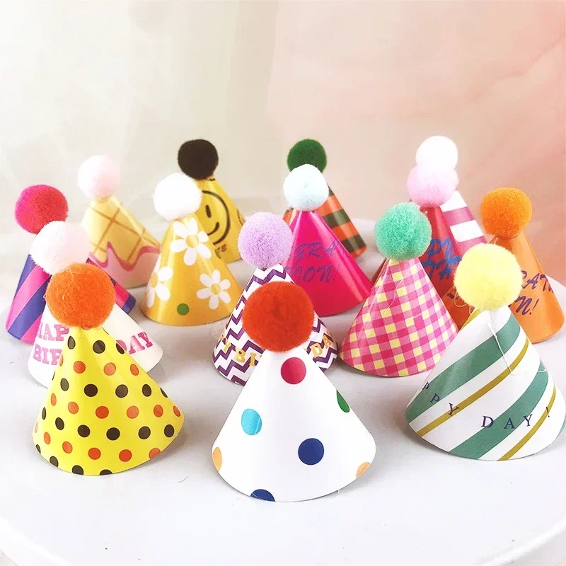 

Mini Cake Theme Birthday Cake Topper Soft Hat Small Pointed Hat Party Cake Decoration Boy Girl Supplies Soft Adhesive