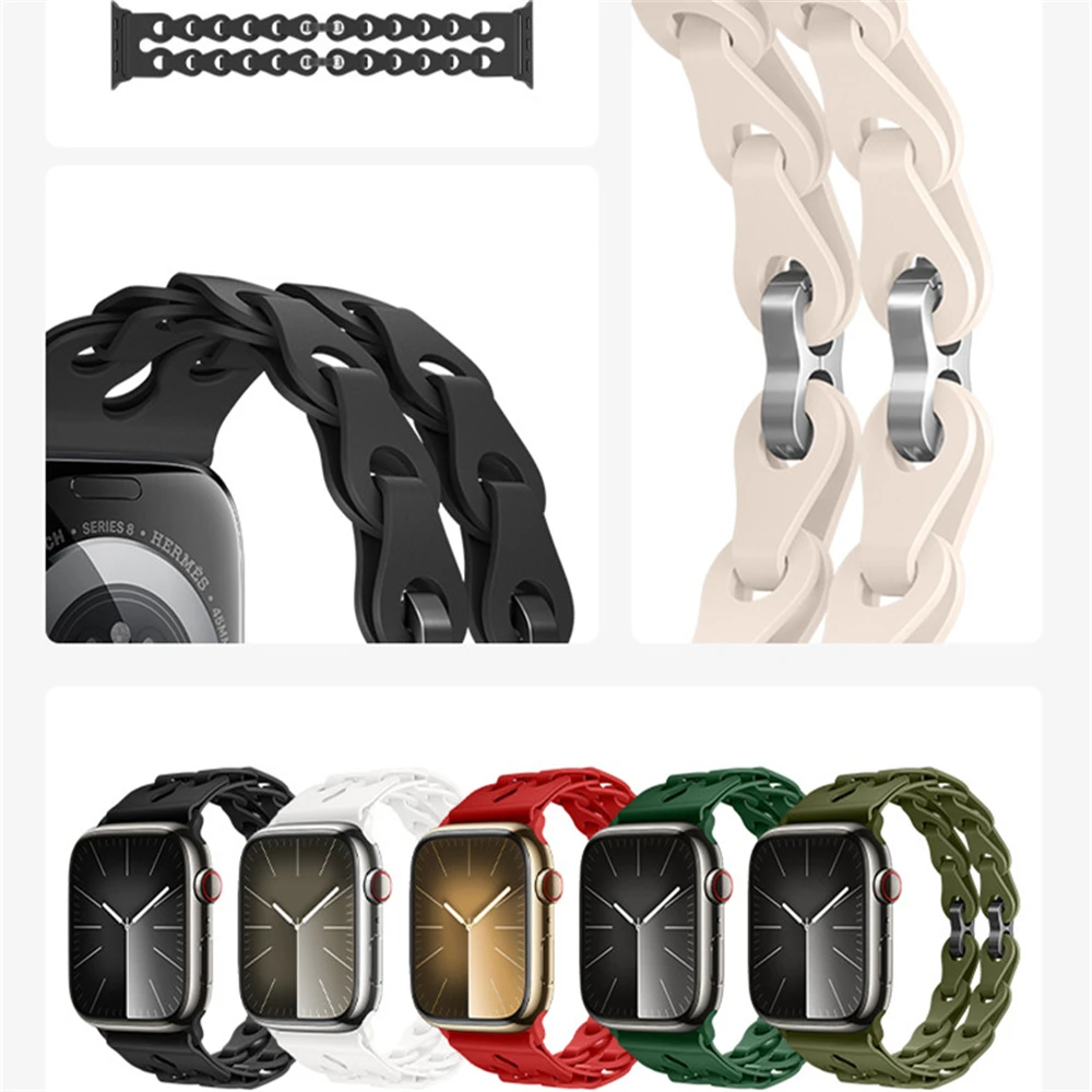 New Fashion Hollow band for AP iwatch S9 ultra2 Watch Silicone Strap Replaceable Wrist Bracelet