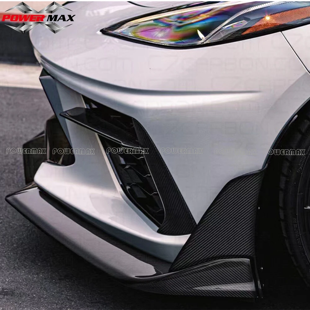 7 pcs ZR1 ZTK Style Carbon Fiber Front Lip For Chevrolet Corvette C8 Front Bumper Splitter Lip