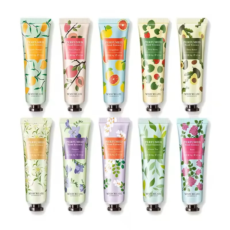 10pcs Fruit and Flower Fragrance Hand Cream Moisturizing Refreshing Nourishing Improving Roughness Hands Skin Care Products