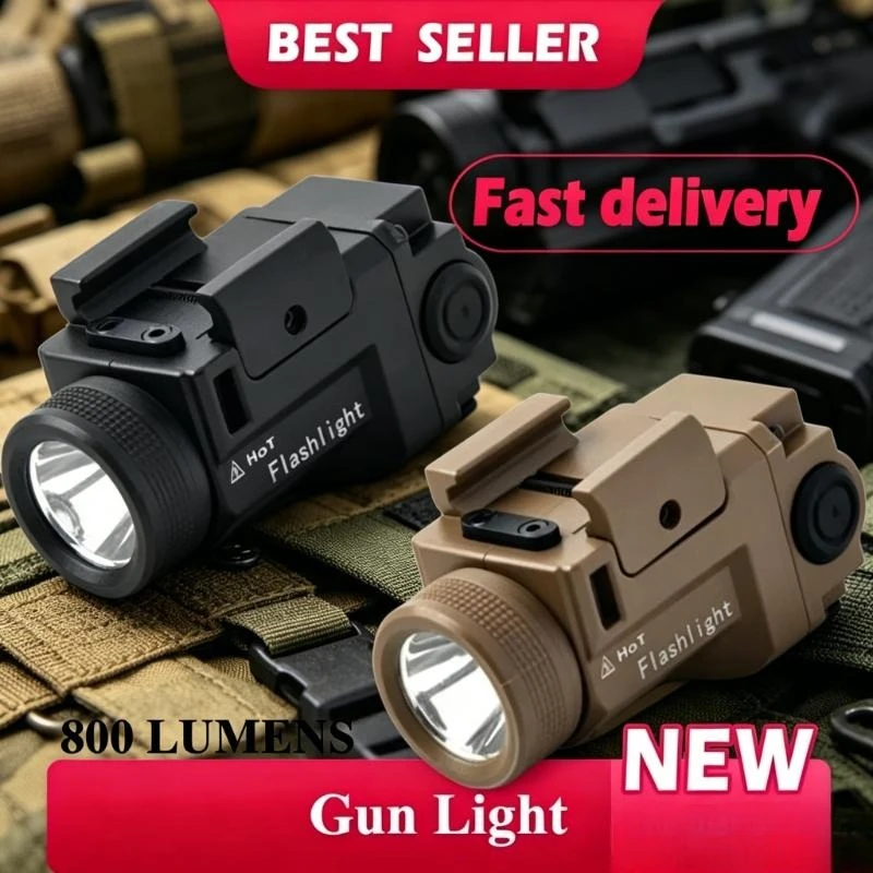 

Metal LED Flashlight 800 Lumen Powerful Flash Light Fit 20mm Picatinny Rail Outdoor Sport Accessory
