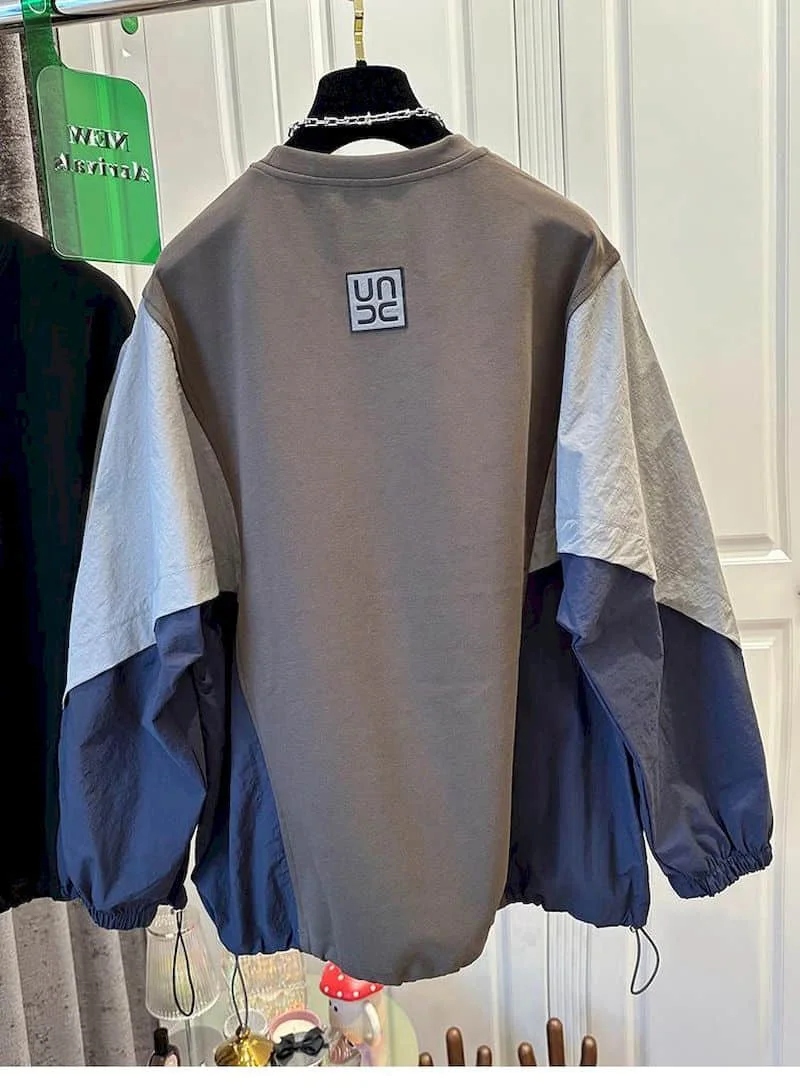 Oversized Pullovers Women Fashion Patchwork Long Sleeve Tops Casual Loose Pullover Sports Top Sring Autumn Trend Y2k Clothes