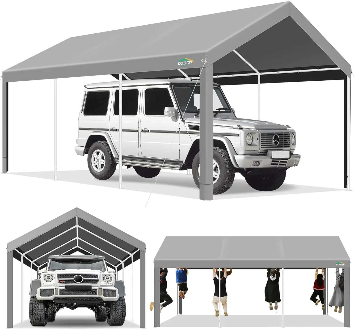 

COBIZI 10x20ft Carport Heavy Duty, Portable Car Garage with Built-in Sandbags, Waterproof Car Canopy for Truck, Boat,