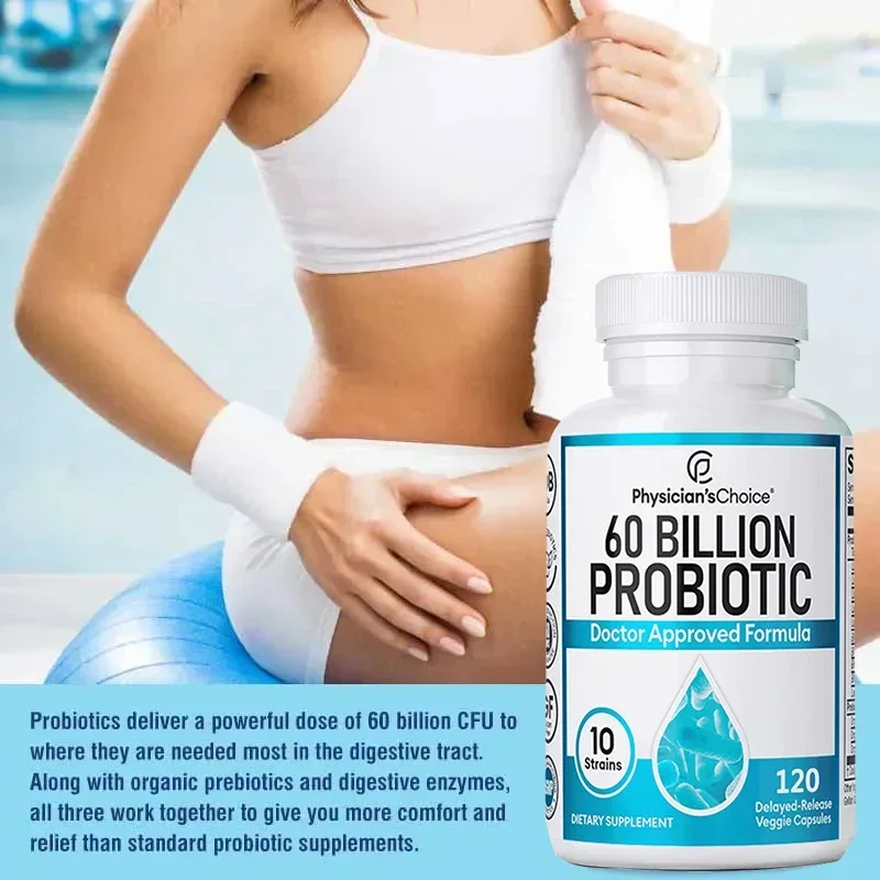 60 Billion Probiotics - Promotes Overall Digestive Health, Immunity, Gut Health, Gas & Bloating Relief, Acidophilus Supplement