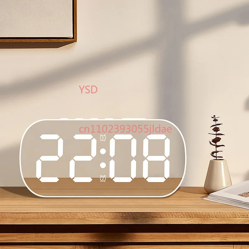 Ins Style LED Digital Clock Mirror Alarm Clock Desktop Night Clock for Students Kids