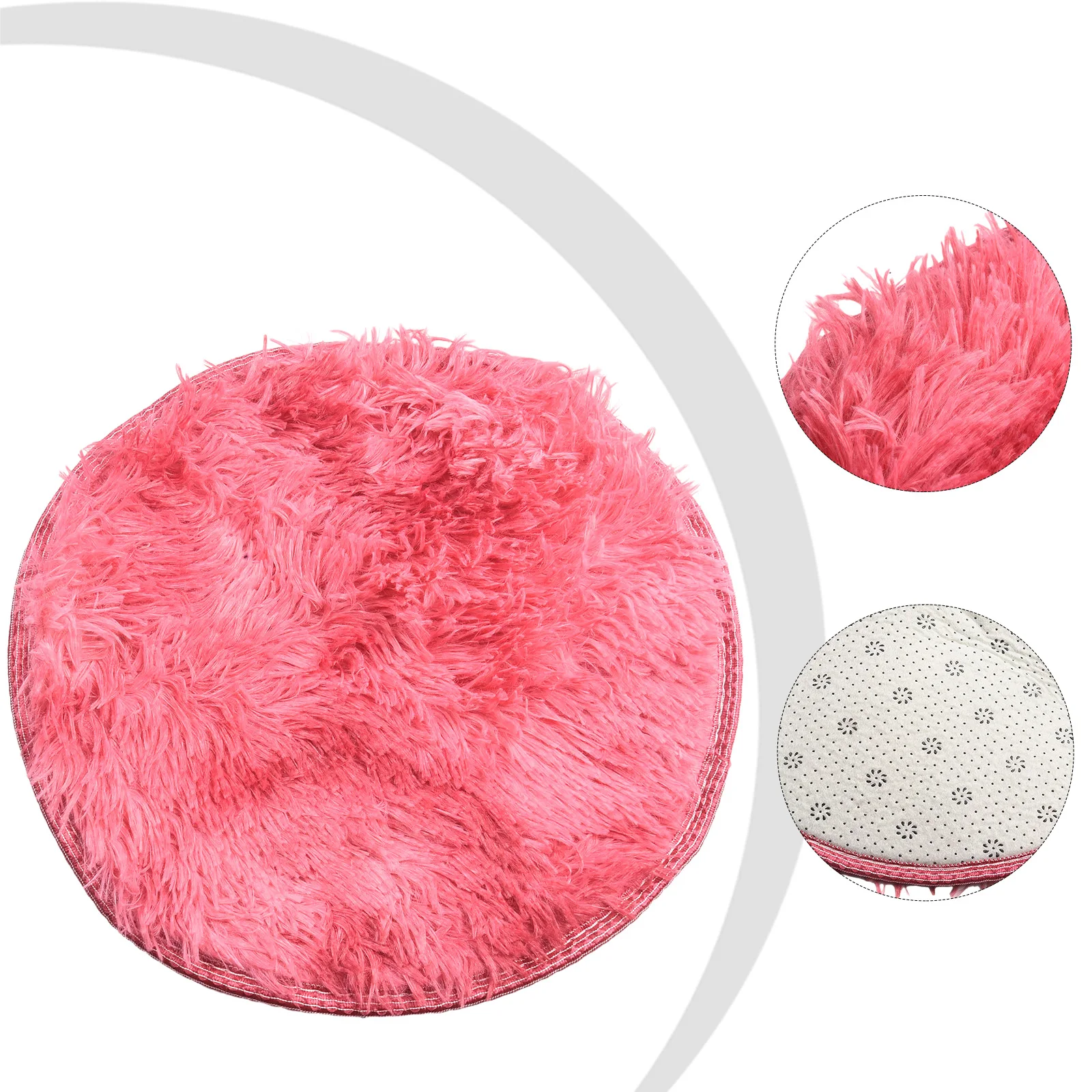 1pc Round Shaggy Rug Multi-color Optional Solid Pattern Modern Style Home Decoration Soft Soothing Rug Anti-Skid Mat 40cm 60cm