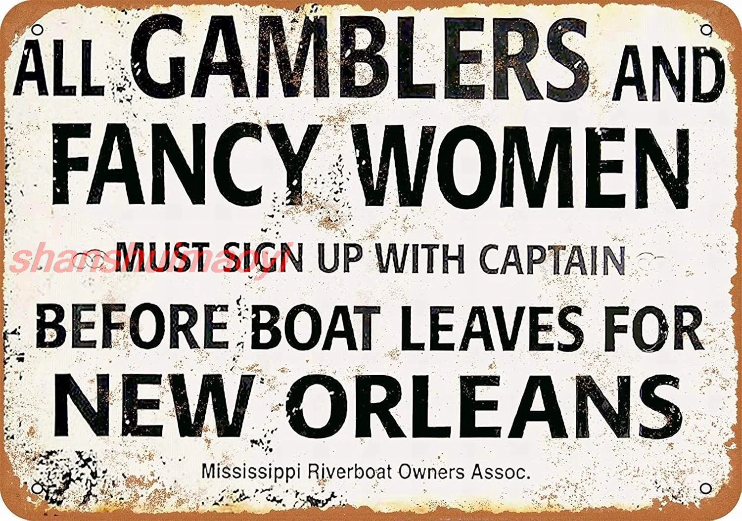 Tin Sign For 8 x 12 Metal Sign - Gamblers Fancy Women New Orleans Riverboat - Vintage Wall Decor Art sign