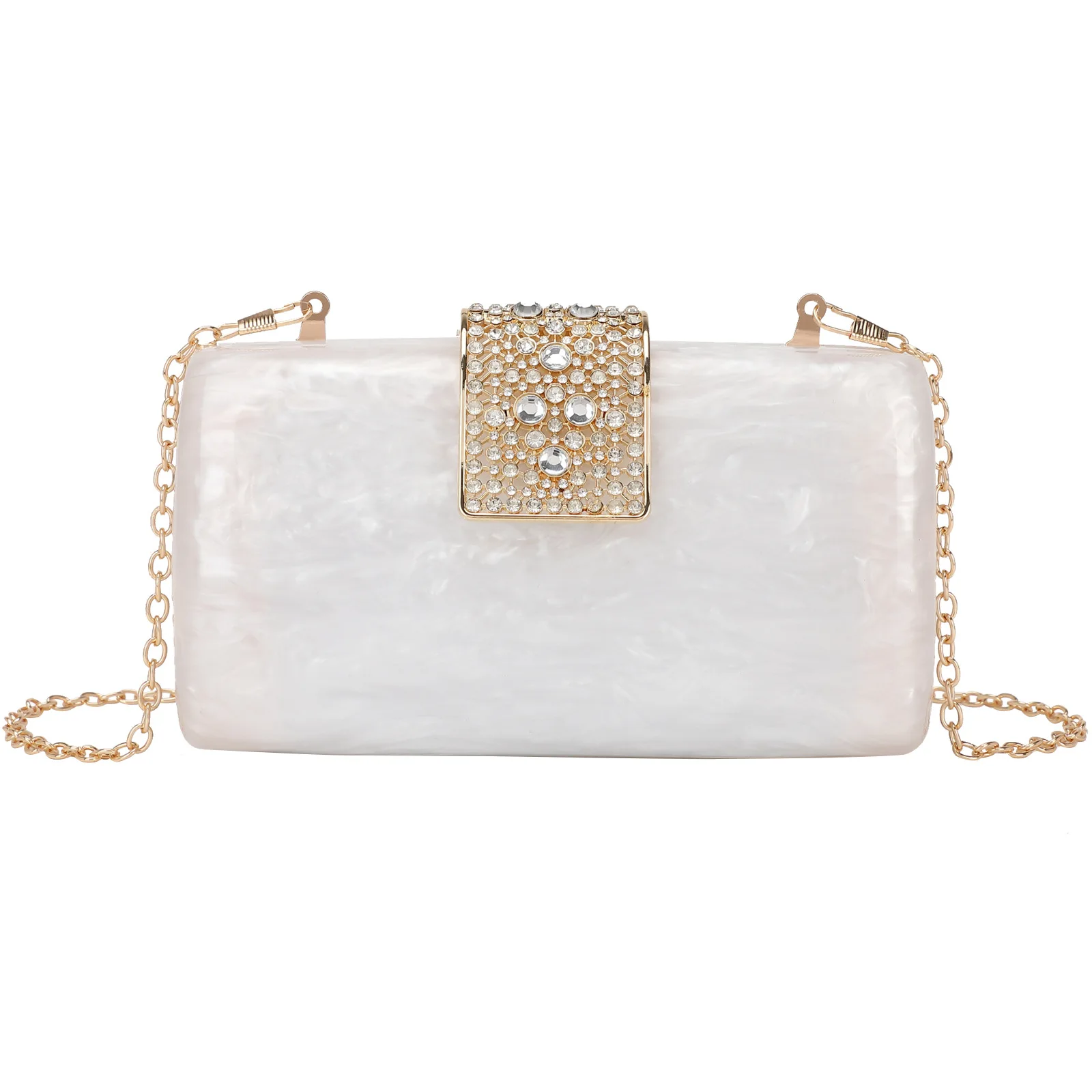 

Новая модная женская акриловая вечерняя сумочка с блестящим стразовым замком для ношения в руке или через плечо.