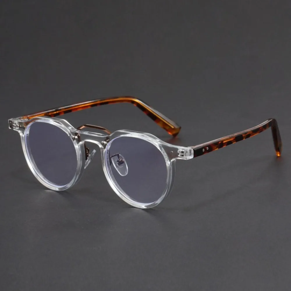 Retro Runde Brillen mit Klarem Rahmen für Damen und Herren Vintage Schildpatt-Bügel Optische Brillengestelle Modische Computerbrille mit Blaulichtfilter