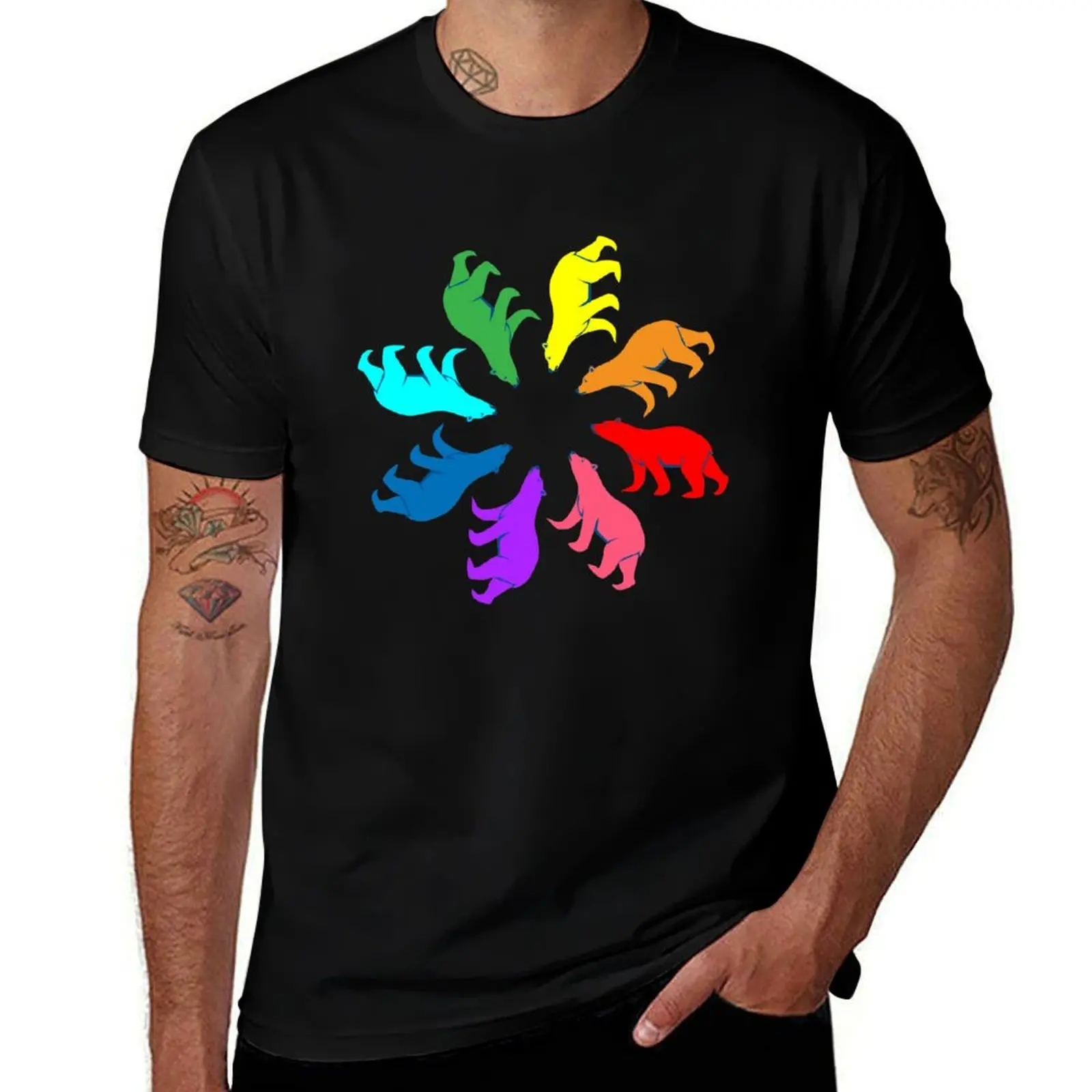 

Color: Bear Rainbow Pinwheel T-Shirt man t shirt cotton t shirts for man cotton funny g man t shirts for men T-shirt