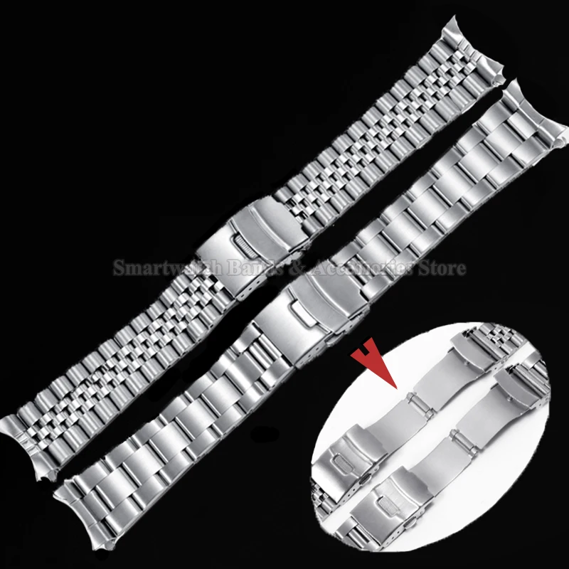 Solid Stainless Steel Watch Strap for Seiko for Jubilee 20mm 22mm Luxury Men Bracelet for Oyster Curved Wrist Band Accessories