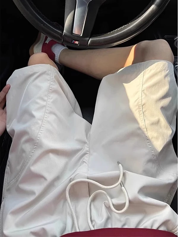 

Мужские летние дышащие брюки из ледяного шелка для активного отдыха, молодежные повседневные модные брюки-карго слим-фит до колен