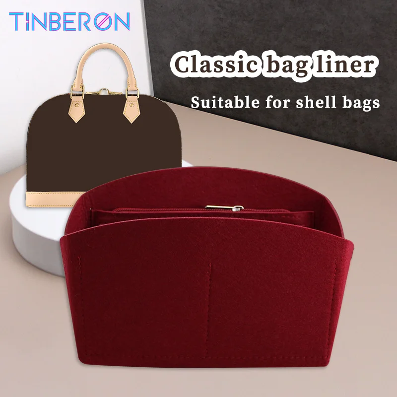 Tinberon กระเป๋าใส่ผ้าสักหลาดสำหรับจัดระเบียบ tas kosmetik ผู้หญิงกระเป๋าแต่งหน้ามีซับในเหมาะสำหรับกระเป๋าจัดระเบียบกระเป๋าถือ BB