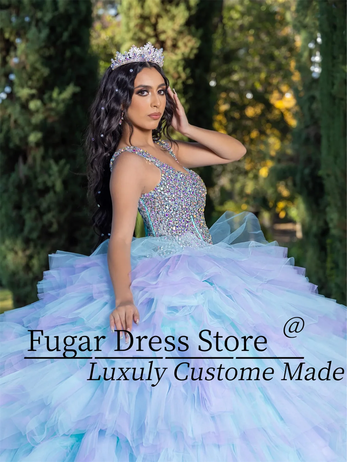 Robes de Quinceanera à corset serré sans manches, diamants étincelants, chérie perlée, manches longues, corset serré, robe éducative 138