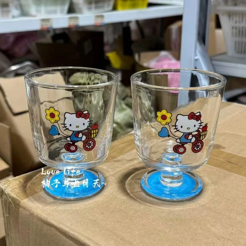 

Kawaii Anime New HelloKitty Tall Cup Home Women's Breakfast Glass Cute Cartoon Girl Heart Juice Water Cup Coffee Cup Gifts Girls
