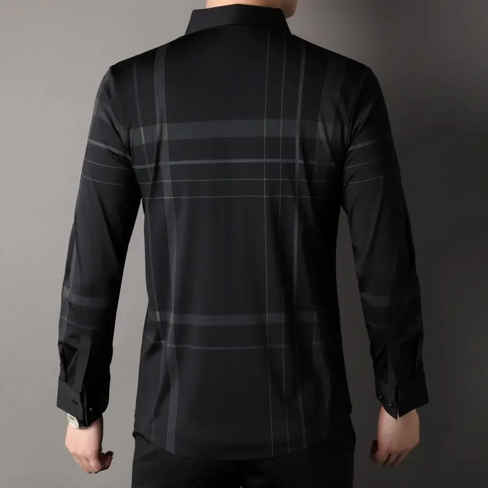 Korean Version Fashionable Long Sleeved Men's Business Casual Top Skin Friendly Comfortable Non-Ironing Shirt W5883