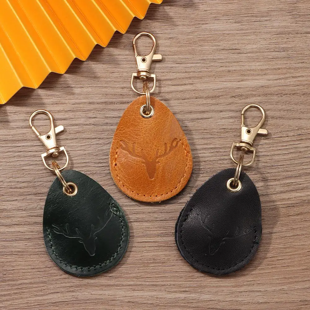 Leather Access Card Case Anti-lost Fingerprint-proof Card Holder Keychain Accessories Anti-fall Access Card Bag Universal image 3