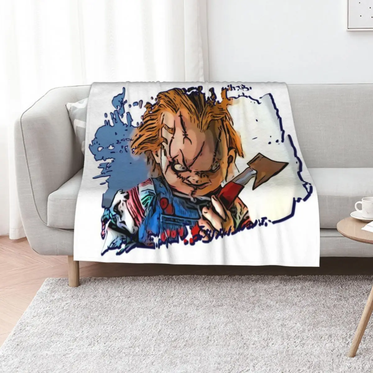 

Chucky Child's Play doll Throw Blanket Sofa Quilt Flannel Fabric Retros Travel Blankets